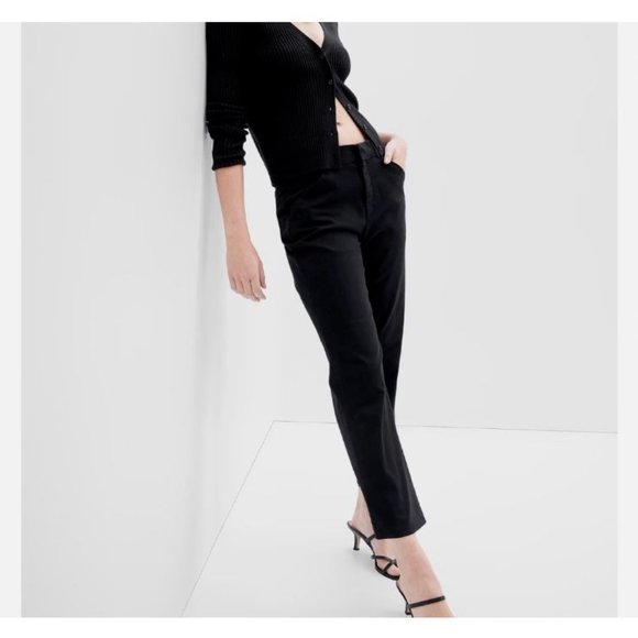 GAP 90's High Rise Slim Straight Ankle Khaki Black‎ Pants Size 10 - RETAIL $60 - Picture 1 of 11